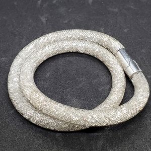 Swarovski Crystal Stardust Silver Mesh Choker or Wrap Bracelet